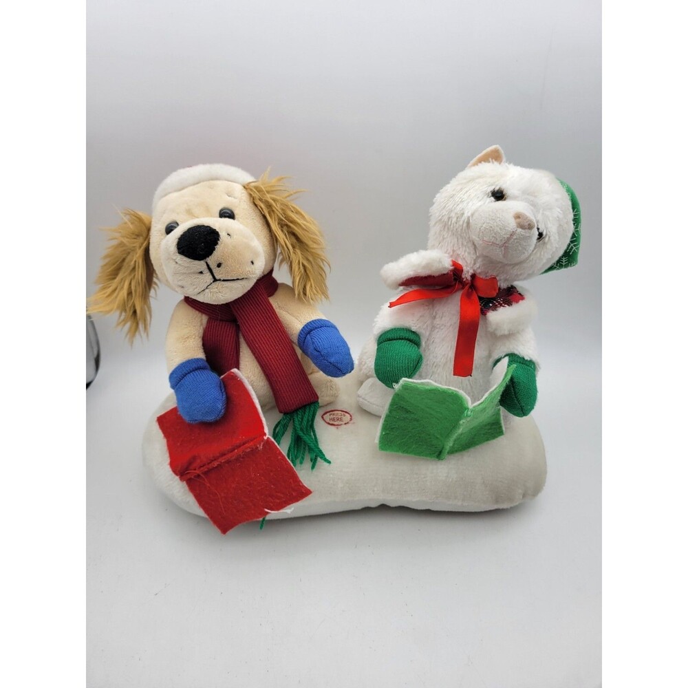 Dog And Cat Beverly Hills Teddy Bear Co Singing Snow Pets Christmas Plush *VIDEO